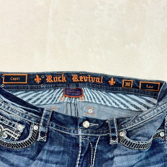 Rock Revival Capri Luz Embroidered Jeans Women's Size 30 - Picture 5 of 16